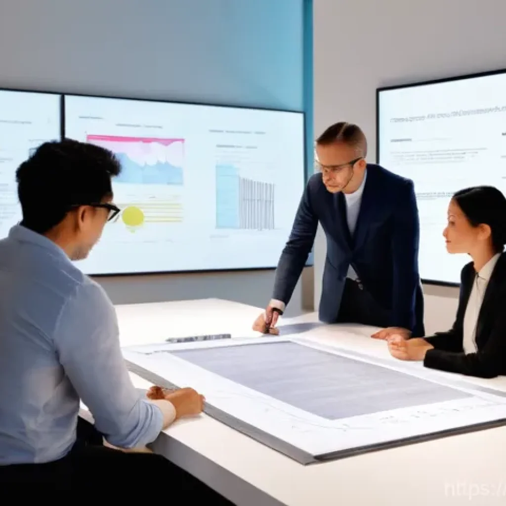 미술문화기획사 자격시험 중점 과목 분석 - **Prompt:** A diverse group of 3-4 professional art managers (both men and women, dressed in smart c...