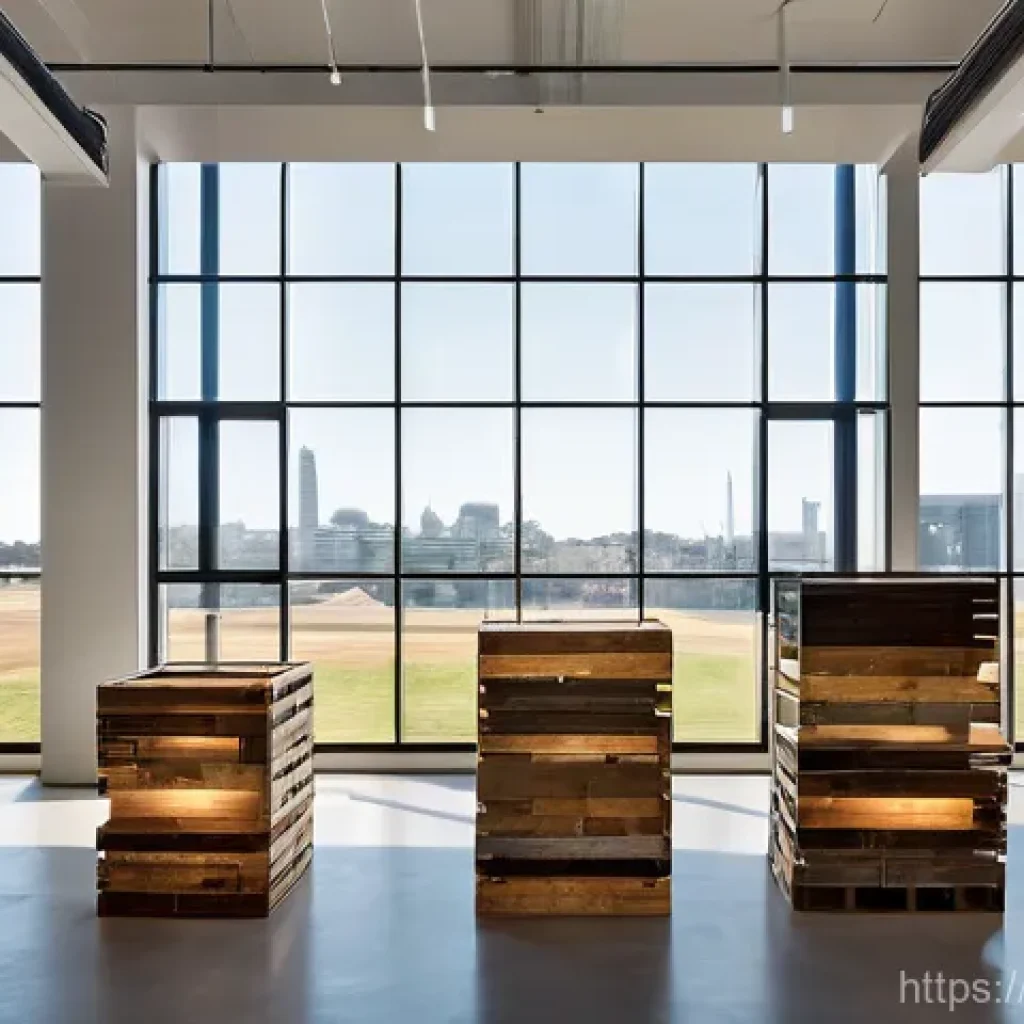 미술문화기획사의 지속 가능한 전시 기획 사례 - A contemporary art exhibition hall bathed in soft, natural light filtering through large windows. Th...